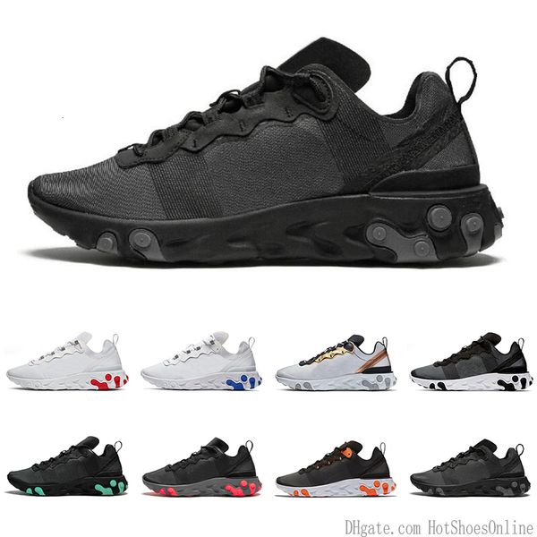 

new react element 55 men women running shoes triple black white green grey royal red mens trainers fashion sports sneakers