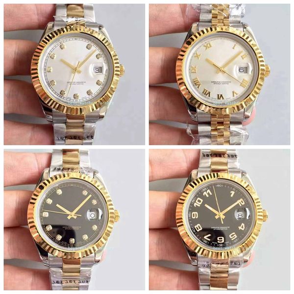 

asian 2813 41 gold steel ring ring diamond label 126333 two color gold stainless steel automatic men's watch christmas, Slivery;brown