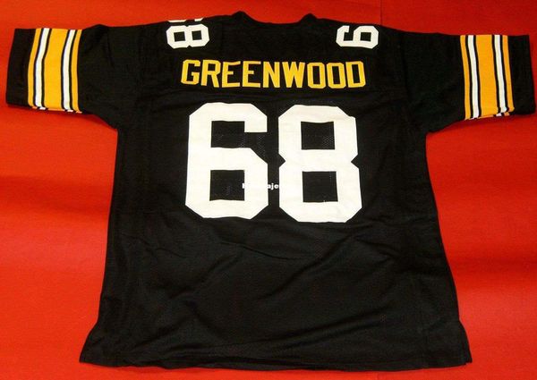 

retro #68 lc greenwood custom mitchell & ness jersey black mens stitching high-end size s-5xl football jerseys college ncaa, Black;red