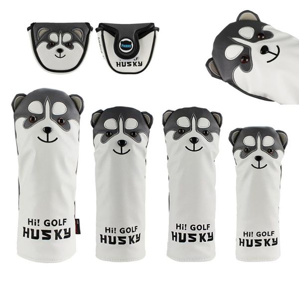 

gog golf club headcover lovely dog husky golf driver head cover cartoon animal #1 #3 #5 #ut woods pu dustproof covers hip