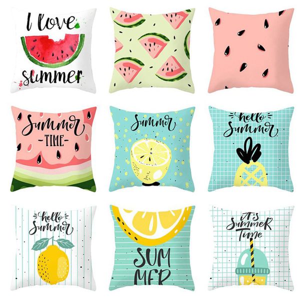 

45x45CM Cartoon fruit Tropical cushion summer watermelon pineapple lemon pillow suit chair home sofa Sofa Cushion