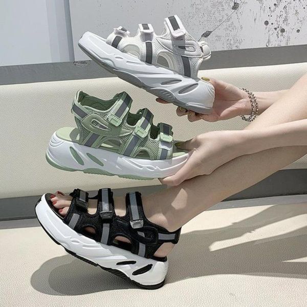 

женщины платформы сандалии повседневная обувь коренастый женщина 2020 лето ladies 5см высокий клин сандал open toe black gladiator sandal