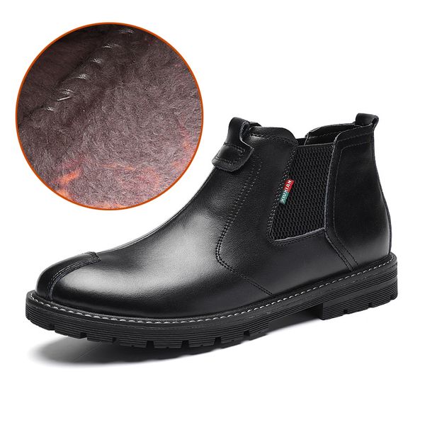 

genuine leather autumn men boots winter waterproof ankle boots outdoor working boots men shoes, Black