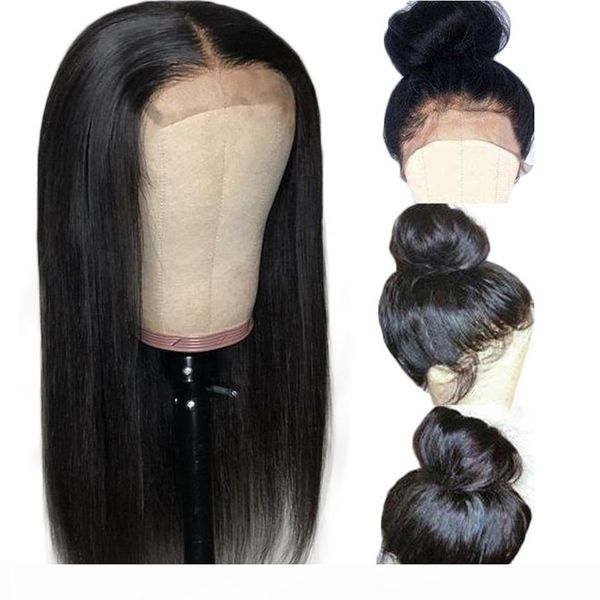 

360 frontal full lace human hair wigs pre plucked short bob straight glueless virgin brazilian 360 wig for black women with baby hair, Black;brown