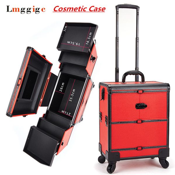 

makeup artist toolbox with rolling,cabin cosmetic bags,wheel trolley nails make-up case,new beauty box travel luggage suitcase