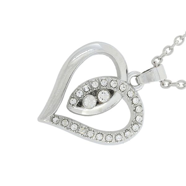 

fashion crystal necklace, cubic zirconia love heart pendant necklace charm jewelry for women girls, Silver