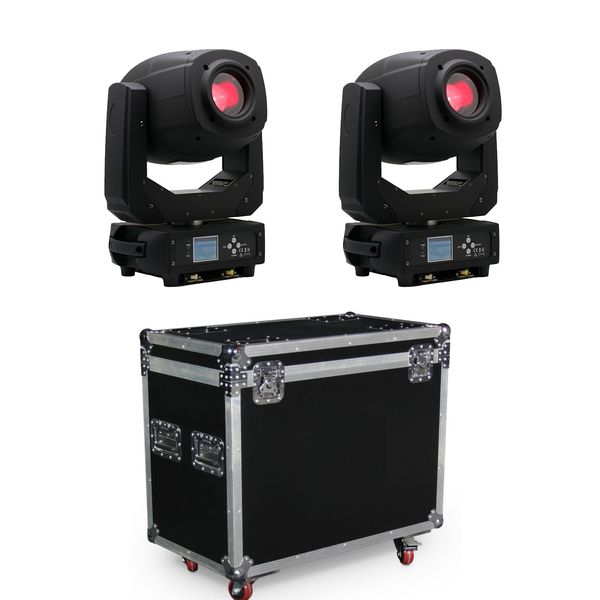 Bühnenbeleuchtung LED-Moving-Head-Lichtstrahl Spot Wash Zoom 2 Einheiten mit Flightcase-Verpackung