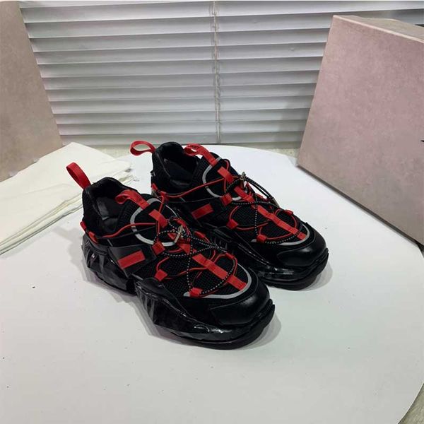 

new season designer luxury mens casual shoes clear sole trainers red yellow pink transparent crystal bottom men women sneakers, Black