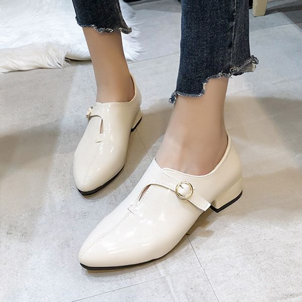 

spring autumn women oxford shoes pointed toe office work shoes patent leather dress low heels brogue black n7826l