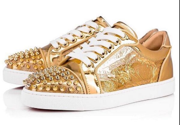 

элегантный vieria orlato шипы кроссовки для женщин, мужчины walking высокого качества золота с красной подошвой кроссовок обуви мода повседн, Black