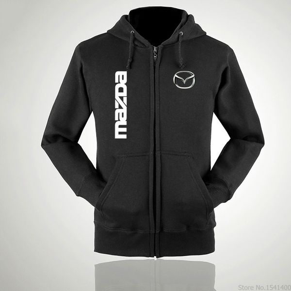 

2018 autumn winter fashion zipper hooded mazda sweatshirt casual outerwear for male female coats, Black