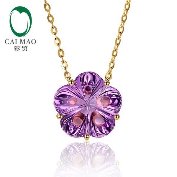 

9.26ct if flower shape amethyst 14kt gold engagement necklace pendant, Silver