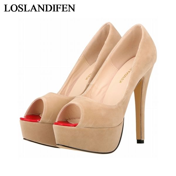 

new platform shoes woman vintage style thin heels peep toe women high heels shoes female size plus 35-42 nlk-c0004, Black