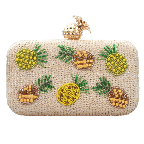 

small beach bag beaded straw-like pineapple chain crossbody bag and purse for women