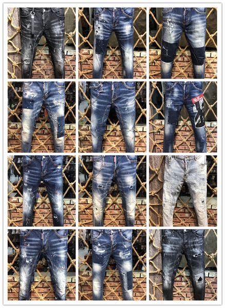 

Italian brand jean hole pierre rock biker d2 men ripped denim tearing jean trou er black men jean pant ruched