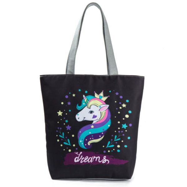 

lady unicorn large capacity zipper handbag storage bag tote shoulder beach bags