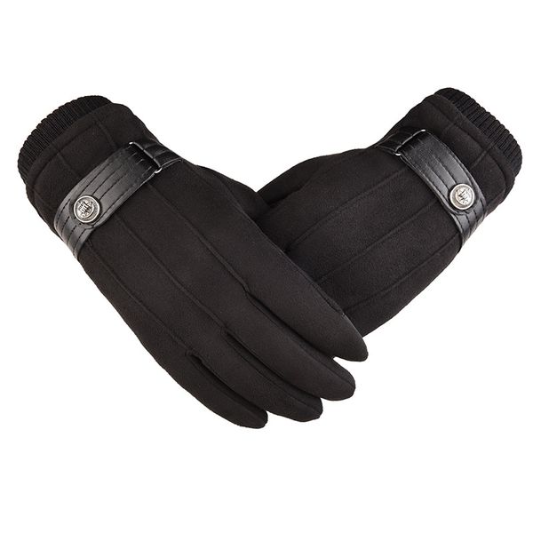 

classic design mens winter outdoor driving keep warm soft gloves cool screen touch five fingers glove, Blue;gray