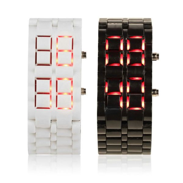

outad fashion men women lava iron samurai plastic led bracelet watch wristwatch sports style relogio masculino saat, Slivery;brown