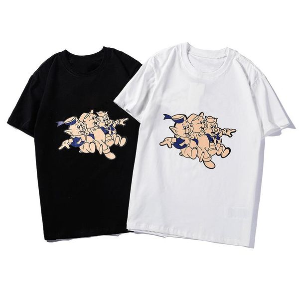 

19ss luxury mens designer t shirt cotton women casual sport short sleeve mens printing round neck tees black white 2 colors, White;black