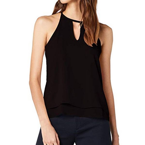 

women's ladies shirts party summer chiffon halter neck casual fashion holiday beach slim fit, White