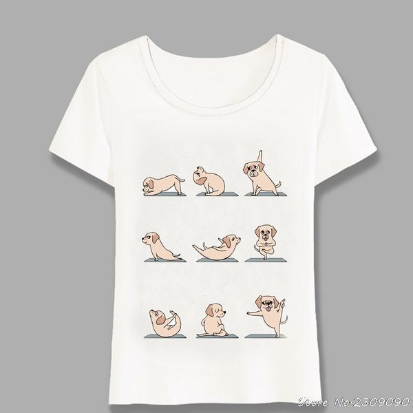 

new fashion women short sleeve cute labrador retriever baby yo ga print t-shirt funny dog design casual girl tees harajuku, White