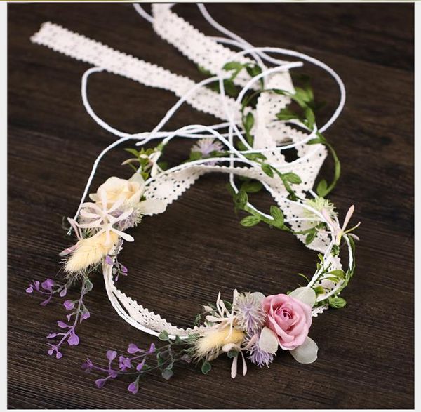 

flower lace sennu tie hairband 2019 bridal color headdress, Slivery;golden