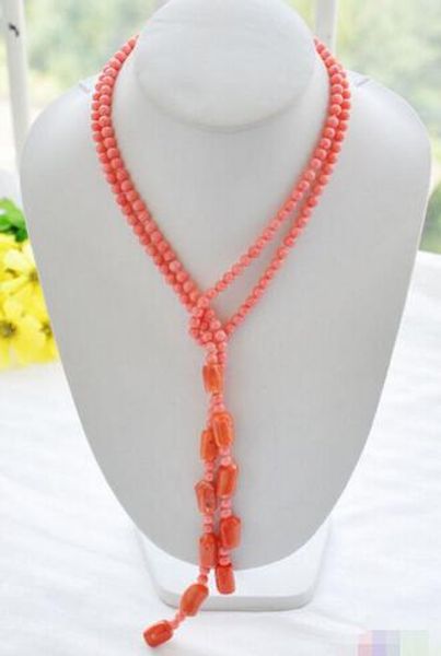 

real 50 "round pink 6mm / cylindrical coral necklacenoble style natural well jewe (), Silver