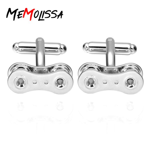 

memolissa shirt cufflinks for mens bike chain cuff links abotoaduras grade jewelry, Silver;golden