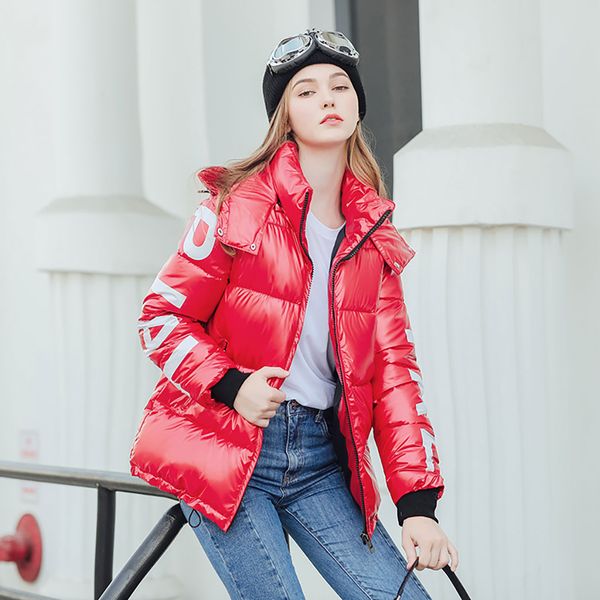 

nice winter jacket woman long fashion glossy silver/black/blue plus size loose warm parka female hooded winter coat#j31