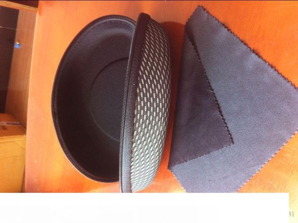 

a++hard case zipper hook sunglasses box cloth compression glasses case black metal plastic sports sun glasses case box + cloth ing