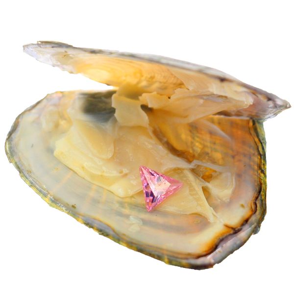 

pink loose triangular zircon 8mm*8mm single cubic zircon is vacuum-packed in an oyster, Black