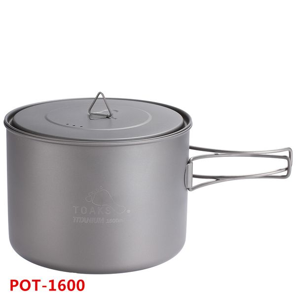 

toaks 1300/1600ml cookware pot ultralight titanium pot outdoor titanium bowl cup folding handle for camping travel