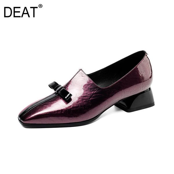 

deat]2020 square toe shallow bowknot mixed colors simple pu leather single high heels shoes women new spring autumn tide 10f432, Black