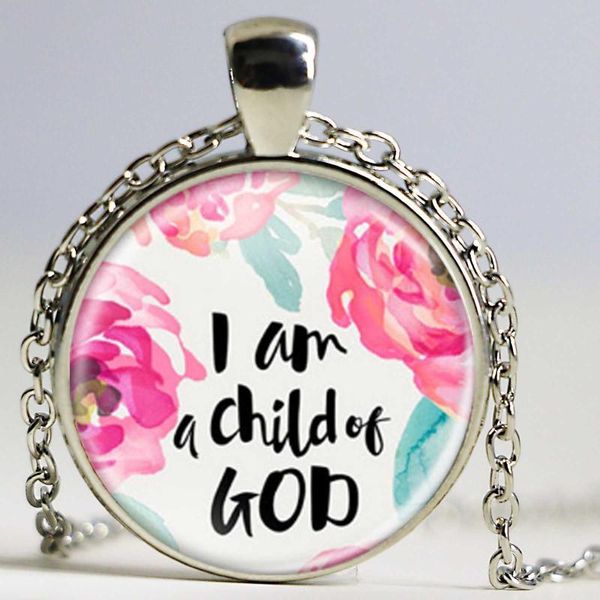 

pendant necklaces inspirational language i am a child of god magnet necklace fashion vintage women birthday, Silver