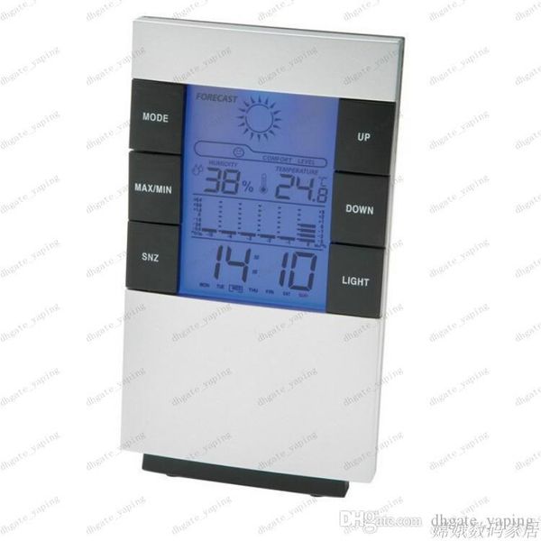 

new digital blue led backlight temperature humidity meter thermometer hygrometer clock