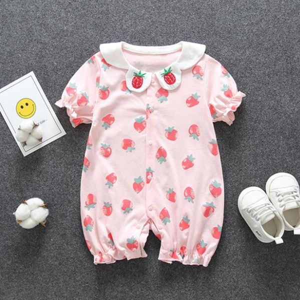 

retail new baby girls boys clothes cute strawberry baby romper cotton one piece jumpsuit newborn baby girl clothe, Blue