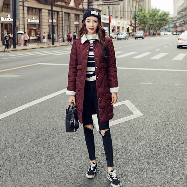 

2019 women winter parkas warm coat plus size candy color cotton padded jacket female long parka womens wadded jaqueta feminina, Tan;black