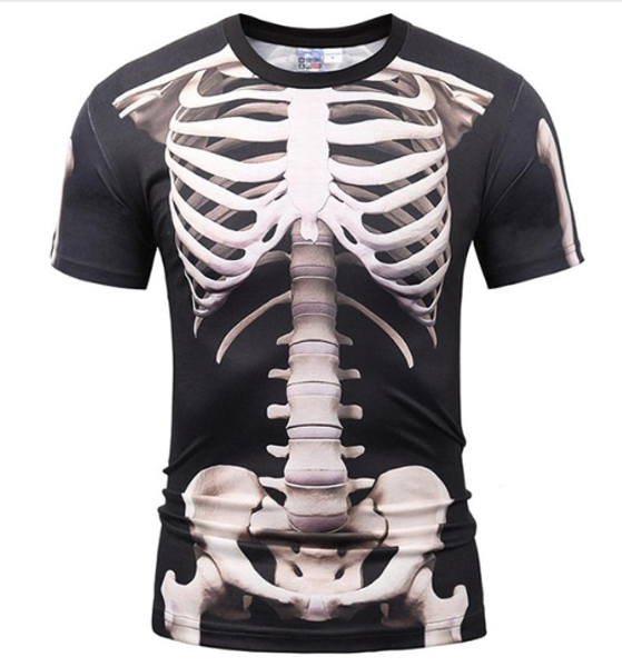 

fashion skeleton skulls women men new fashion summer funny 3d print short sleeve o neck crewneck casual 3d t shirt q251, White;black