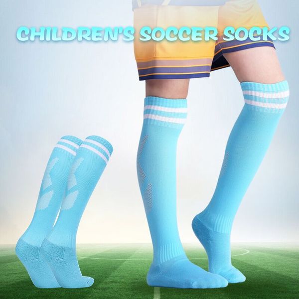 

professional kids sports soccer socks anti slip football running long stocking over knee elastics socks, Black