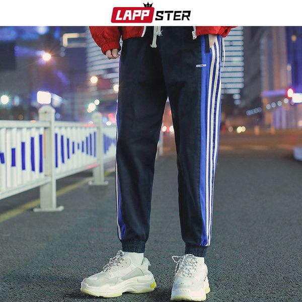 

мужчины япония streetwear сторона полосатый бегуны брюки 2019 mens casual цвет блока sweatpants мужчины повседневная тренировочные штаны tou, Black