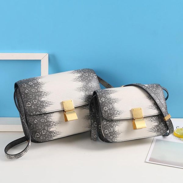 

magical2019 box grain lizard bean curd himalayan genuine leather small square single shoulder crossbody airline stewardess package special
