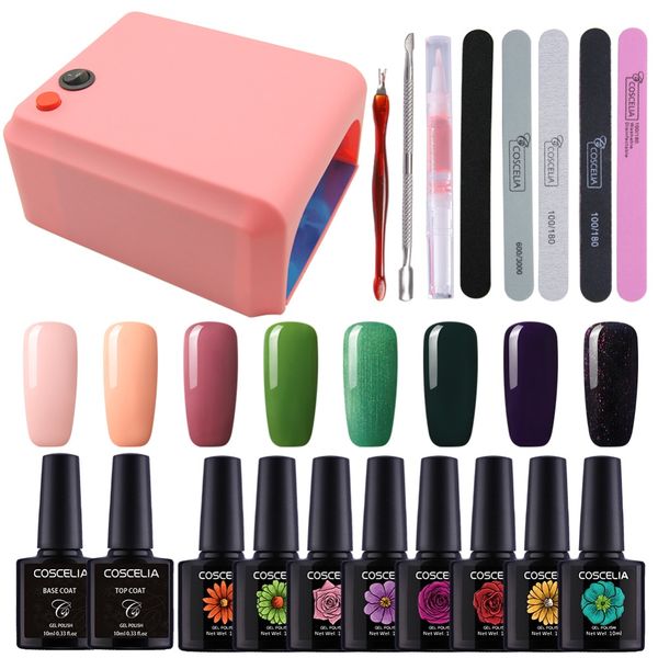

new manicure set 10ml gel nail polish kit 36w uv lamp dryer for varnish gel nail art tool for machine manicure tools sets