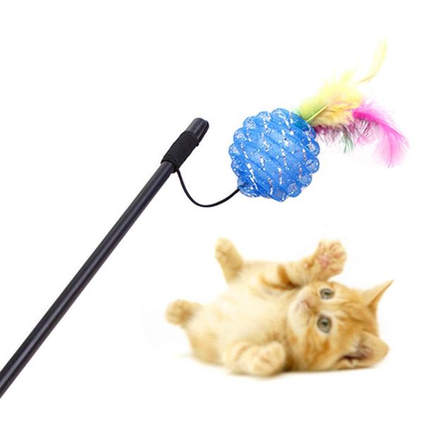 

cat toys cute toy interactive kitten scratching teaser wand plastic ball faux feather scratcher