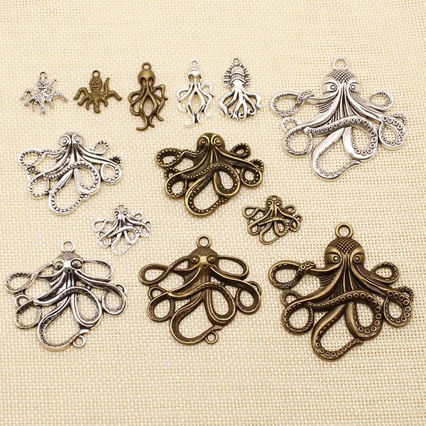 

30 pieces mix jewelry findings components marine life prophecy emperor ocs hj070, Bronze;silver