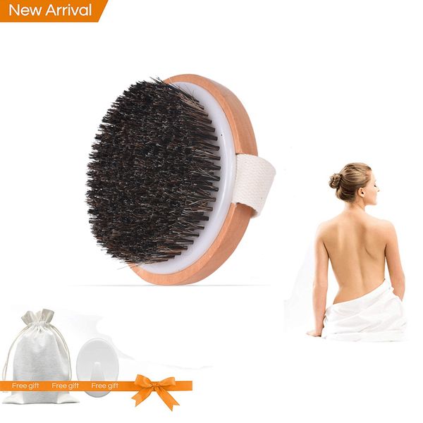 

treesmile dry brushing body brush exfoliator skin wooden horse hair body bamboo round massage bath brush bathing d40