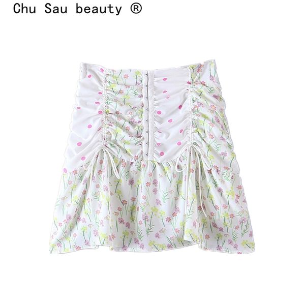 

chu sau beauty new fashion ins blogger chic printed spliced mini skirt women holiday style beautiful lovely sweet skirts female, Black