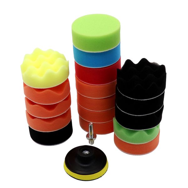 

7pcs drill buffing sponge pads car foam polishing pads kit for car buffer polisher sanding waxing sealing glaze auto accessories