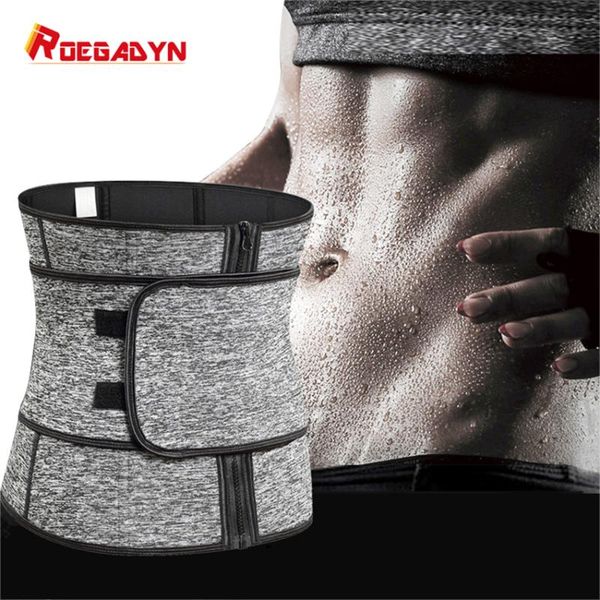 

roegadyn body shaper waist trimmer sports women men waist support belt women weight loss fitness yoga trimmer, Black;gray