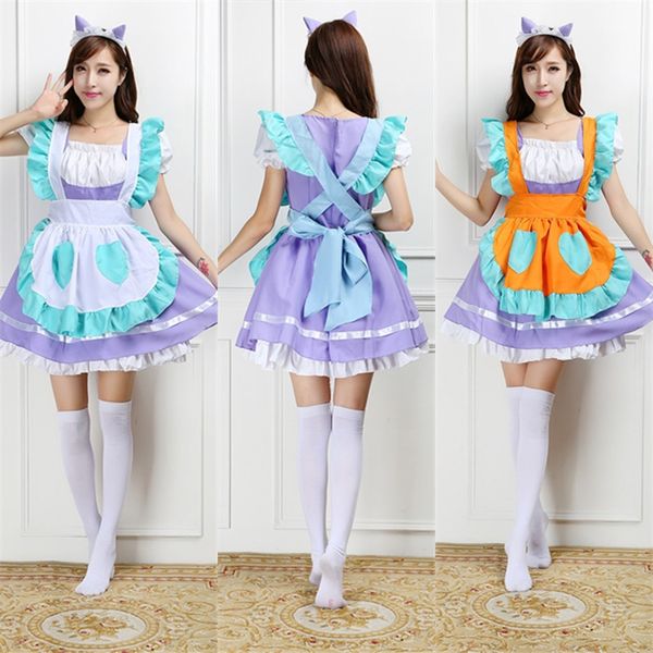 

japanese anime cute princess costume soft girl color anime costumes costumes & cosplay cat ear maid lovely cos maid costume, Black
