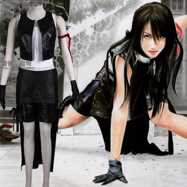 

final fantasy xiii ff13 tifa lockhart cosplay costume outfit full sets halloween costumes for women/men can custom made, Black